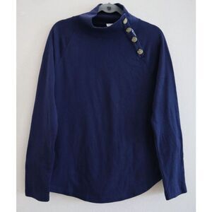 J. Crew BT357 Women's Sz S Blue Wide Button-Collar Pullover Sweatshirt